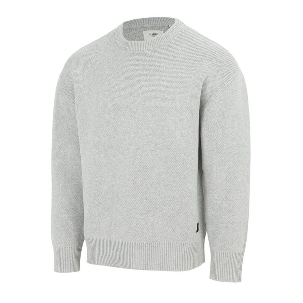 Firetrap Mens Knitted Cotton Crew Neck Sweatshirt / Light Grey